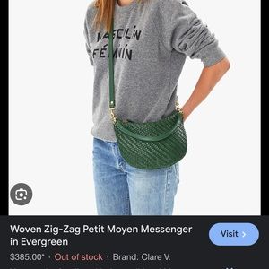 CLARE V Petit Moyen zig zag woven in evergreen NWOT